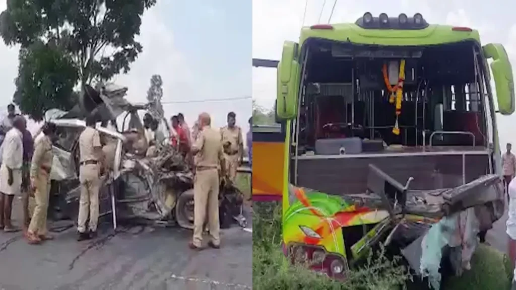 कर्नाटक में बड़ा हादसा: मैसूर के पास कार और बस की टक्कर में 10 लोगो की गई जान