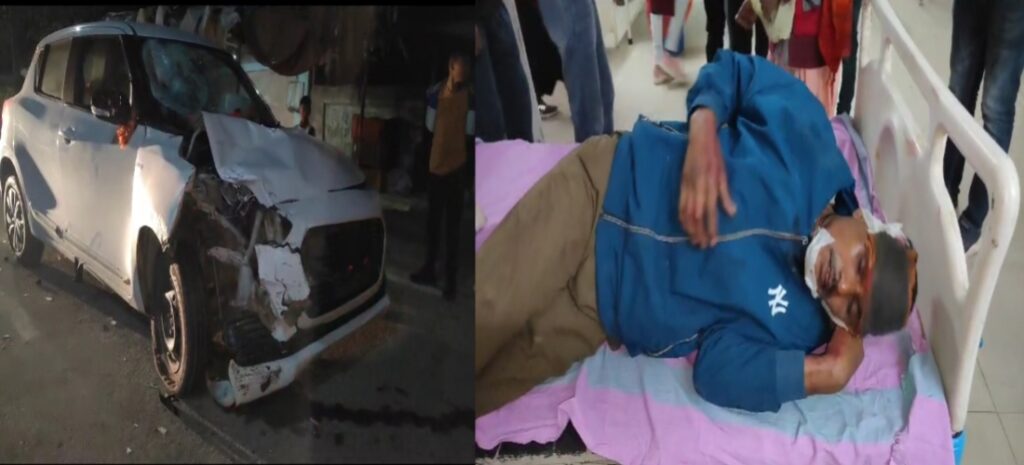 बाइक और कार में आमने–सामने भिड़ंत, बाइक सवार को आई गंभीर चोट