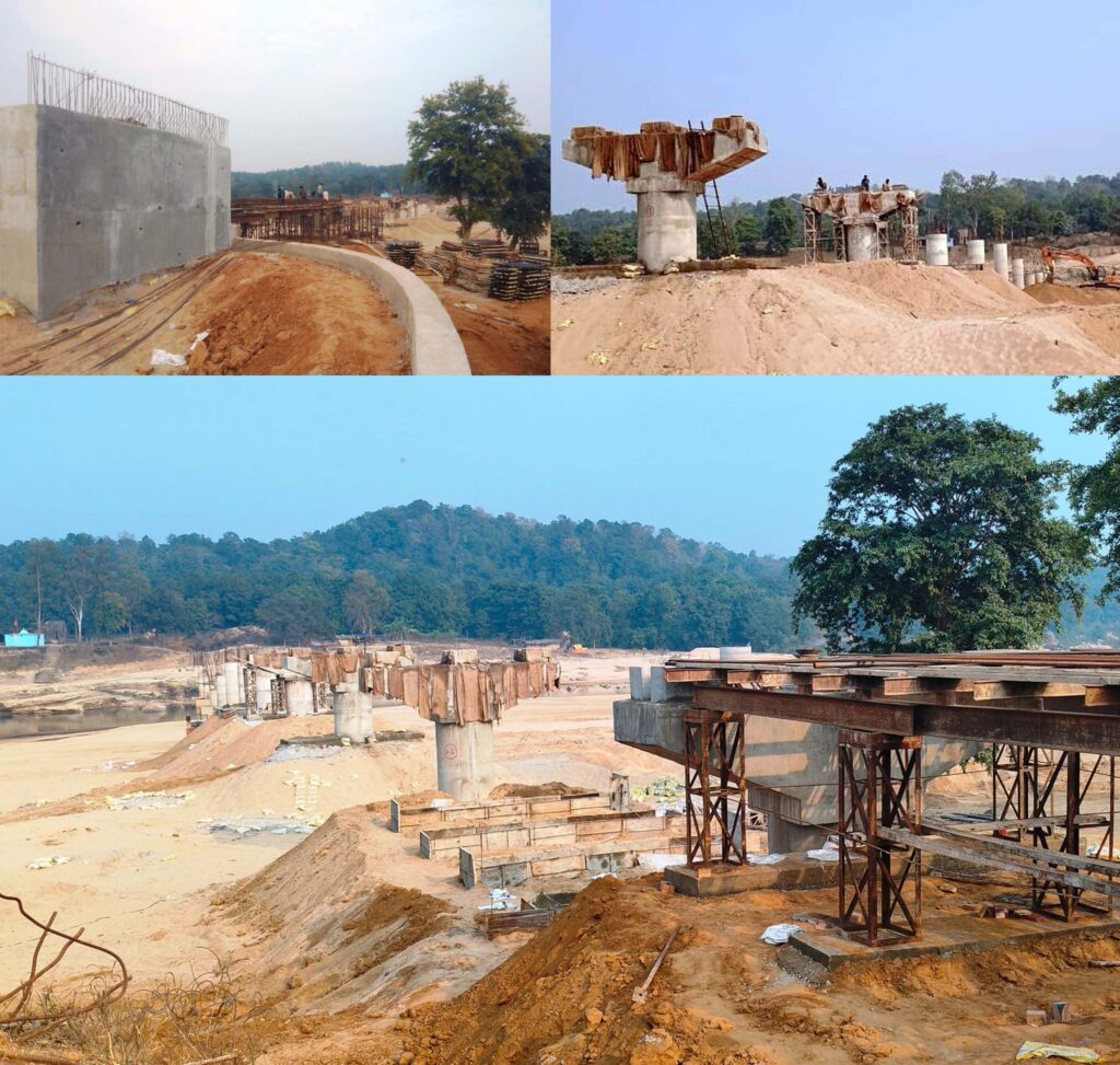 छत्तीसगढ़ के सनावल को झारखंड से जोड़ने कन्हर नदी पर तेजी से चल रहा पुल निर्माण कार्य