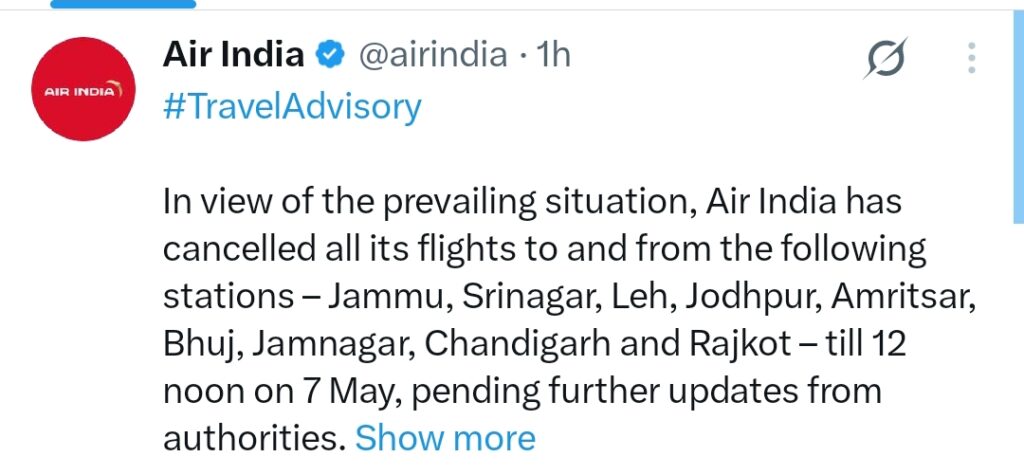 भारत-पाकिस्तान तनाव के बीच विमान सेवाएं प्रभावित