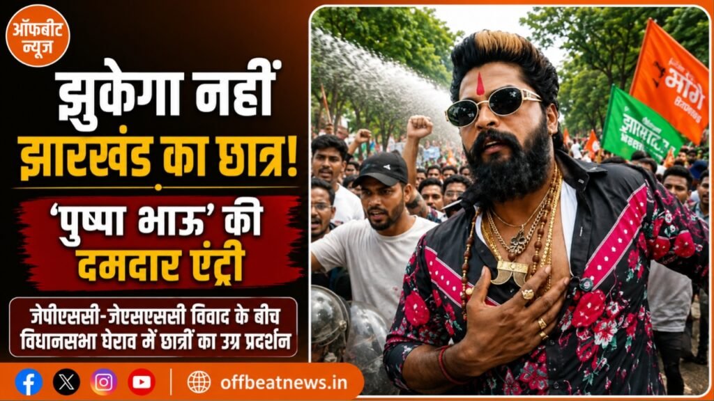 विधानसभा घेराव में ‘पुष्पा भाऊ’ का अंदाज, बोले- झुकेगा नहीं झारखंड का छात्र