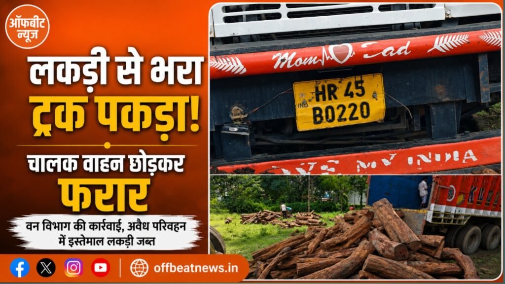 वन विभाग की बड़ी कार्रवाई, लकड़ी से भरा ट्रक पकड़ा; चालक फरार