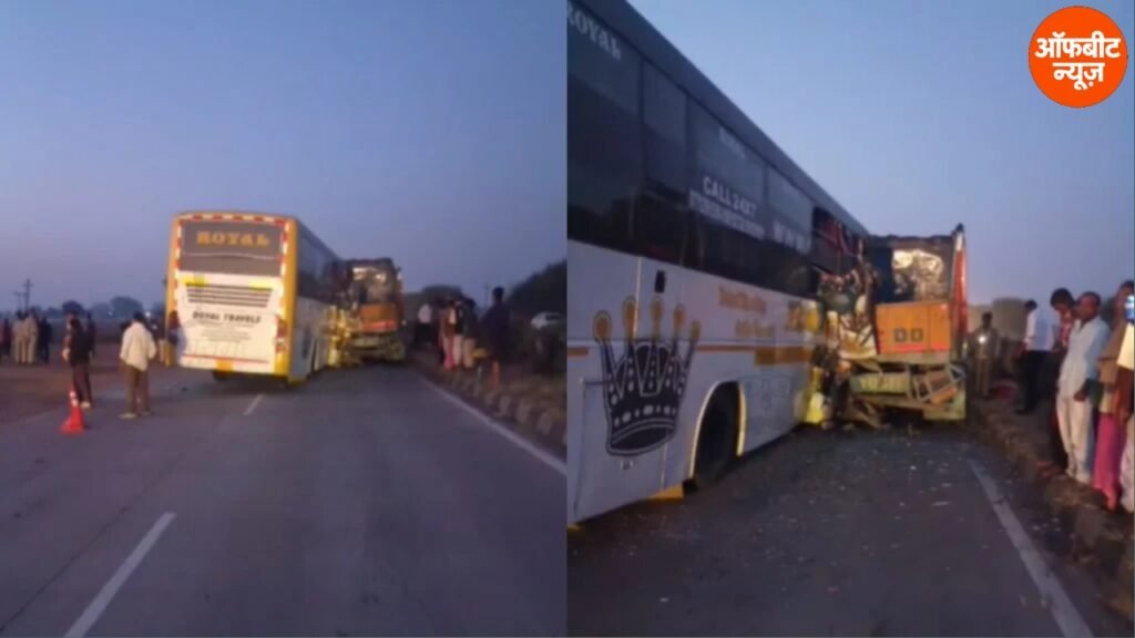 रॉयल ट्रेवल्स की तेज रफ्तार बस खड़े ट्रक में घुसी, 3 यात्रियों की मौत और 10 घायल; गैस कटर से काटकर निकाले गए फंसे यात्री